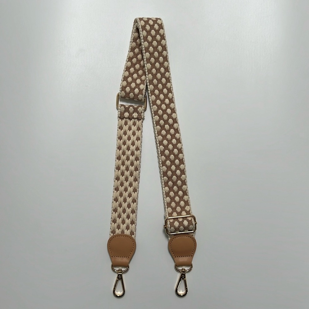 1.5" wide woven strap w/ adjustable length 33"-50"